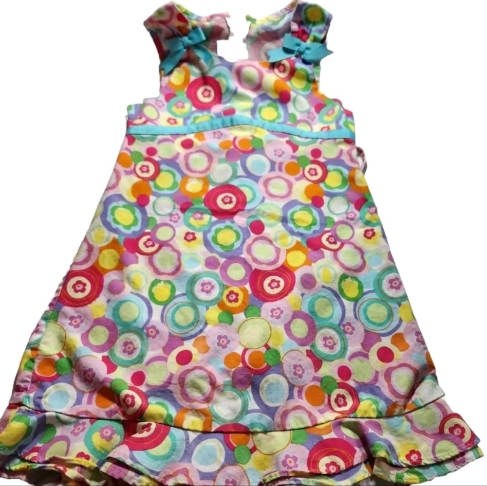 Bonnie Jean Colorful Circle Pattern Dress Sz 6